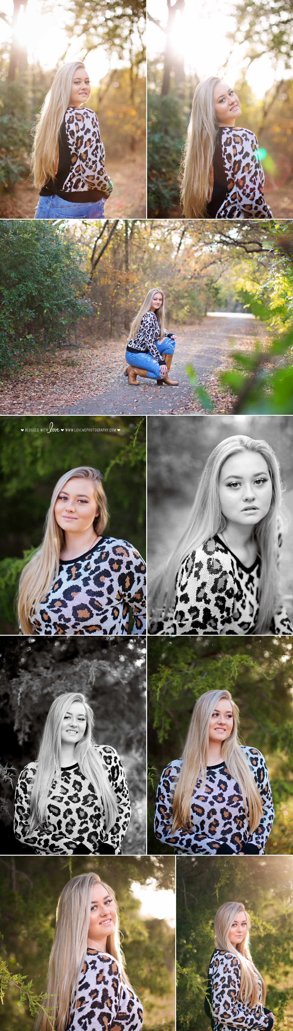 Collage of girl's senior portrait session