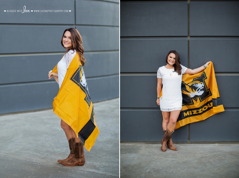Posing with University of Missouri flag